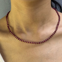 Authentic 925 Sterling Silver Station Necklace with Natural Ruby 4mm Faceted Rondelle Beaded Gemstone Love Energy