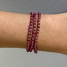 July Birthstone Natural Ruby 4mm with 925 Sterling Silver Station Necklace Faceted Rondelle Beaded Gemstone Root Chakra