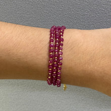 Minimalist Natural Ruby 4mm with 925 Sterling Silver Station Necklace Faceted Rondelle Beaded Gemstone Heart Vitality