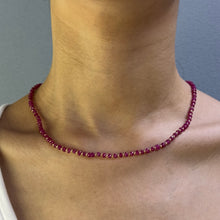 Minimalist Natural Ruby 4mm with 925 Sterling Silver Station Necklace Faceted Rondelle Beaded Gemstone Heart Vitality