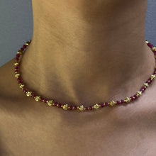 Station Necklace with 925 Sterling Silver Natural Ruby 4mm Faceted Rondelle Beaded Gemstone July Birthstone