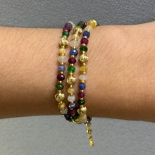 Sterling Silver 925 Station Necklace with Natural Mix Precious 4mm Faceted Rondelle Beaded Gemstone Balance Energy