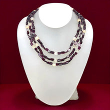 Natural Garnet Plain Tube & Chalcedony Round Handmade Gemstone Beaded 17.2