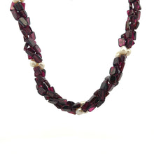 Handmade Natural 15.8 Inch Garnet Plain Tube 7x5 mm & Pearl Round Gemstone Beaded Necklace
