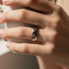 Tungsten Ring Unique Geometric Faceted Polished Band