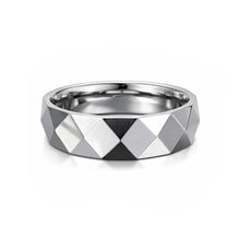 Tungsten Ring Unique Geometric Faceted Polished Band