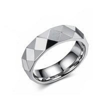 Tungsten Ring Unique Geometric Faceted Polished Band
