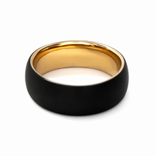 Tungsten Ring Brushed Matte Finish With Inside Gold Dome Edge Band