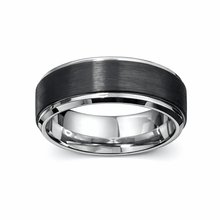 Tungsten Ring Raised Center Black Brushed Matte Finish Band