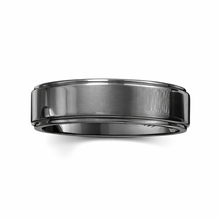 Tungsten Ring Silver Polish Stepped Edge Stylish Band