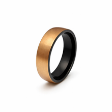 Tungsten Ring Domed Satin Finish Brushed Rose Gold Plated Black Band