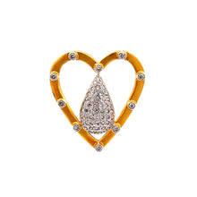 18K Gold Pendant Earring Set with Diamonds Natural Two Tone Heart Design Valentine Jewelry