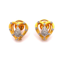 18K Gold Pendant Earring Set with Diamonds Natural Two Tone Heart Design Valentine Jewelry