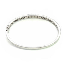 18K White Gold Natural Diamonds Full Three Rows Bracelet Bangle Jewelry