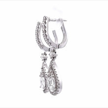 Natural Diamond Teardrop Dangle Earring Cluster Setting 18K White Gold Jewelry