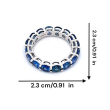 18K White Gold Ring 4mm Gemstone Natural Blue Sapphire Full Eternity Band Jewelry