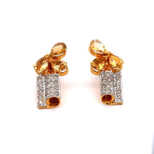 18K Yellow Gold Pendant Earrings Set with Diamonds & Citrine Natural Birthstone Jewelry