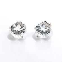 18K White Gold Stud Earrings with White Sapphire Natural Solitaire September Birthstone