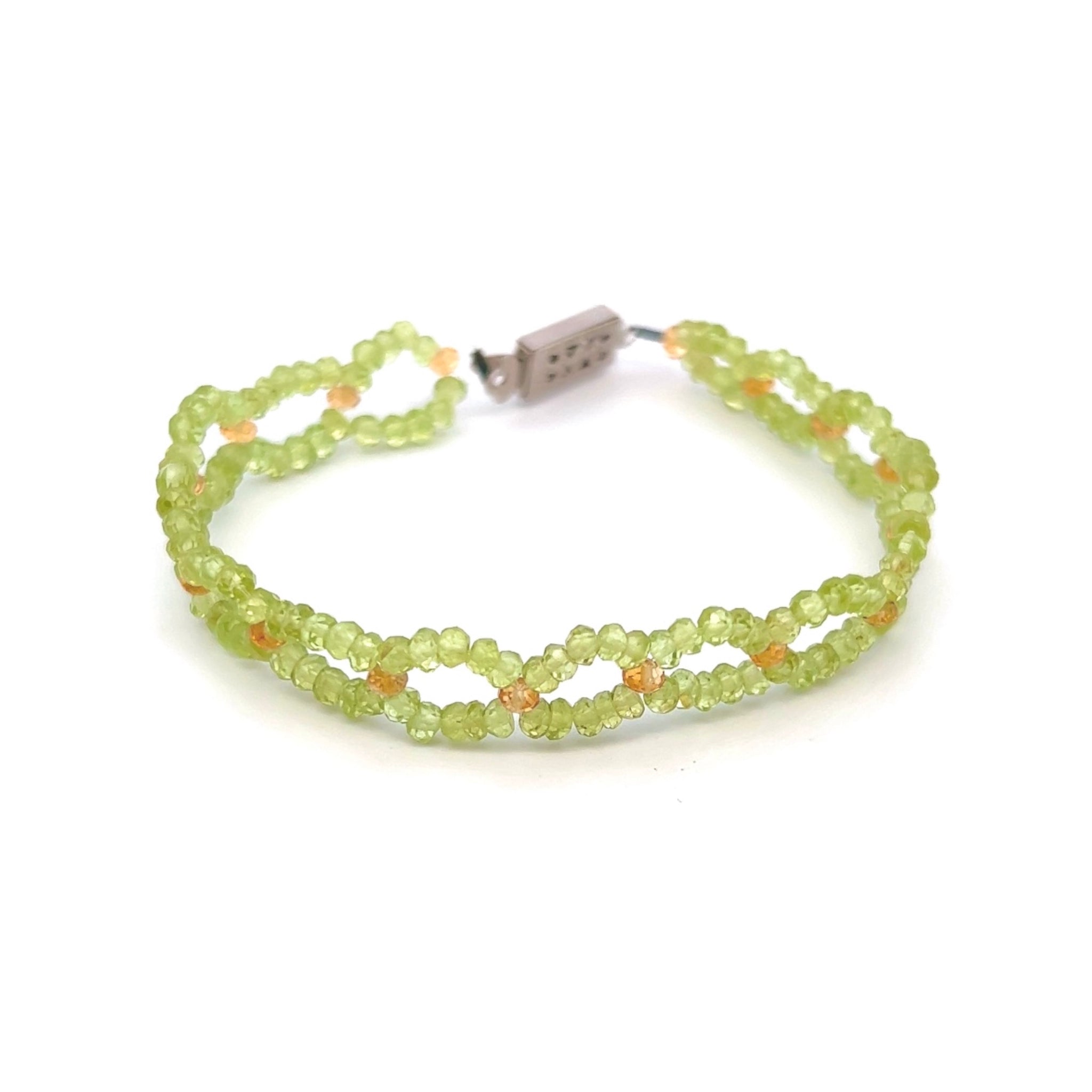 Peridot Natural Facet Cut Rondelle with Citrine Rondelle Beads Gemstone Bracelet