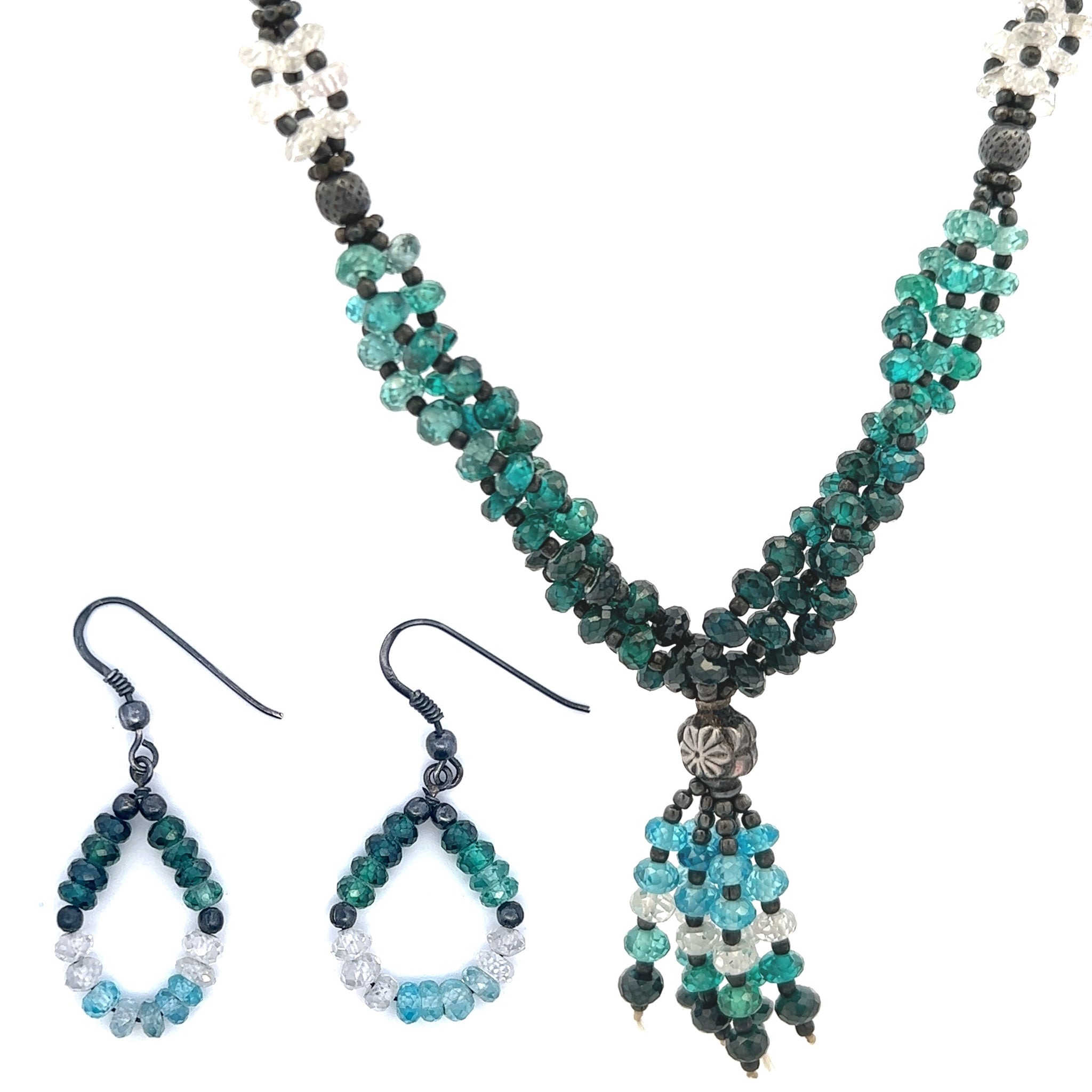 Alluring Vibrant Multi Colored Cubic Zirconia Necklace Earring Set 