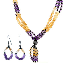 Cubic Zirconia Colored Rondelle Facet Necklace Earring Vibrant Set 