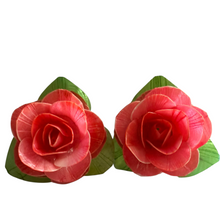 Handcrafted Tomato Red Rose Stud Earrings with Iridescent Fish Scale Petals – Eco-Friendly Statement Gift for Her