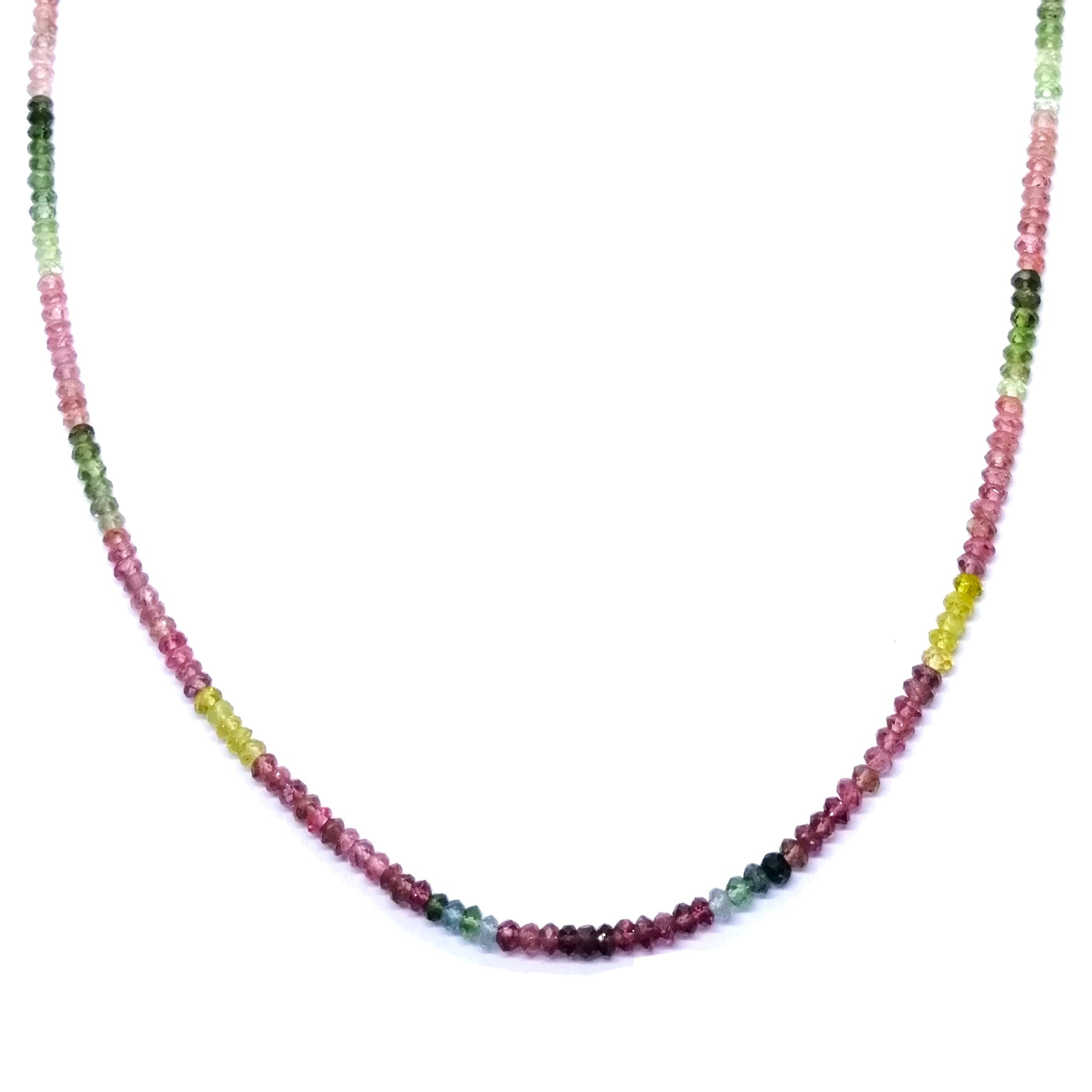 Natural Multi Tourmaline Rondelle Facet Bead Gemstone Necklace Jewelry