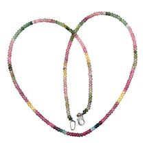Natural Handmade Necklace Multi Tourmaline Gemstone Rainbow Color Birthstone Beaded Jewelry