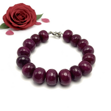 Natural Ruby Bracelet 7 Inch Rondelle 12-15mm Smooth Plain Minimalist Gemstone Jewelry for Vitality and Creativity