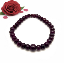 Natural Ruby Bracelet | Smooth 5–9mm Rondelle Beads 33 Pcs 88 Carats | Scarlet Red VVS Clarity | July Birthstone Gemstone Jewelry