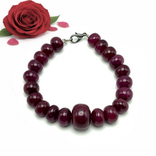 Natural Ruby Genuine Bracelet | Smooth 9–16mm Rondelle Beads 21 Pcs 221 Carats | Burgundy Red VS Clarity | 7.2 Inch High-Value Gemstone Jewelry