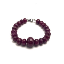 Natural Ruby Genuine Bracelet | Smooth 9–16mm Rondelle Beads 21 Pcs 221 Carats | Burgundy Red VS Clarity | 7.2 Inch High-Value Gemstone Jewelry