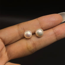 Freshwater Pearl Earring Cream Color Button Shape Stud 8-10mm Lustrous Quality Symbol of Love Care and Grace