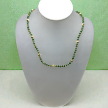 Royal Emerald Natural 4mm with 925 Sterling Silver Station Necklace Faceted Rondelle Beaded Gemstone Charms May Birthstone