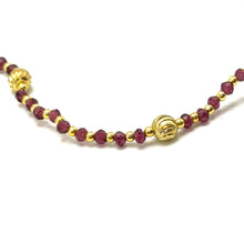 Garnet Natural 3mm with 925 Sterling Silver Station Necklace Faceted Rondelle Beaded Gemstone Gold Charms January Birthstone