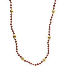 Garnet Natural 3mm with 925 Sterling Silver Station Necklace Faceted Rondelle Beaded Gemstone Gold Charms January Birthstone