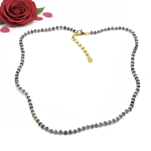 4mm Natural Iolite with 925 Sterling Silver Station Necklace Faceted Rondelle Beaded Gemstone Plain Silver Ball Charms Intuition Stone