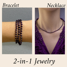 Rich Purple Natural African Amethyst 4mm with 925 Sterling Silver Station Necklace Faceted Rondelle Beaded Gemstone for Calm Energy