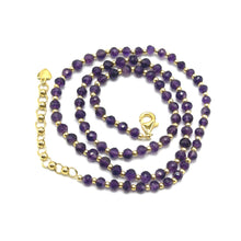 Rich Purple Natural African Amethyst 4mm with 925 Sterling Silver Station Necklace Faceted Rondelle Beaded Gemstone for Calm Energy