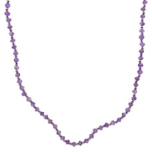 Symbolizing Royalty African Natural Amethyst 3mm with 925 Sterling Silver Station Necklace Faceted Rondelle Beaded Gemstone Silver Balls Charms