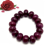 Natural Ruby Bracelet | Smooth 15–16mm Rondelle Beads 16 Pcs 486 Carats | Crimson Red VVS Clarity | Precious Gemstone Jewelry