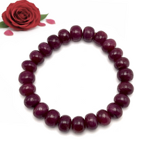 Natural Ruby Bracelet | Smooth 9-10mm Rondelle Beads 24 Pcs 171 Carats | Crimson Red VVS Clarity | July Birthstone Gemstone Jewelry