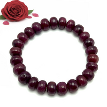 Natural Ruby Bracelet | Smooth 9-10mm Rondelle Beads 25 Pcs 166 Carats | Rich Crimson Red VVS Clarity | Genuine Luxury Gemstone Adjustable Jewelry