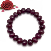 Natural Ruby Bracelet | Smooth 10-12mm Rondelle Beads 21 Pcs 247 Carats | Crimson Red VVS Clarity | Adjustable Gemstone Jewelry
