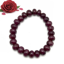 Natural Ruby Bracelet | Smooth 9-10mm Rondelle Beads 24 Pcs 185 Carats | Scarlet Red VVS Clarity | Adjustable High-Quality Gemstone Jewelry