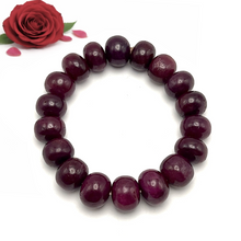 Natural Ruby Bracelet | Smooth 12-13mm Rondelle Beads 18 Pcs 282 Carats | Rich Scarlet Red VVS Clarity | Stretchable Handmade Gemstone Jewelry