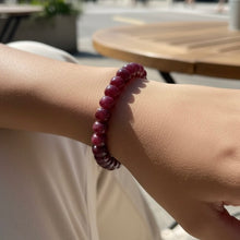 Natural Ruby Bracelet | Smooth 9–11mm Rondelle Beads | 24 Pcs 188 Carats | Crimson Red VVS Clarity | July Birthday Gemstone Jewelry