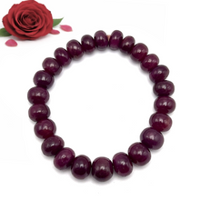 Natural Ruby Bracelet | Smooth 9–11mm Rondelle Beads | 24 Pcs 188 Carats | Crimson Red VVS Clarity | July Birthday Gemstone Jewelry