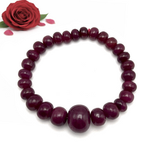 Natural Ruby Bracelet | Smooth 7–15mm Rondelle Beads 27 Pcs 157 Carats | Burgundy Red VVS Clarity | Adjustable Gemstone Jewelry