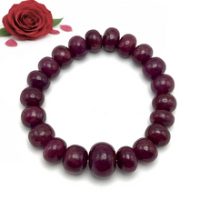 Natural Ruby Stretch Bracelet | Smooth 10–15mm Rondelle Beads 21 Pcs 266 Carats | Burgundy Red VVS Clarity | Genuine Gemstone Jewelry